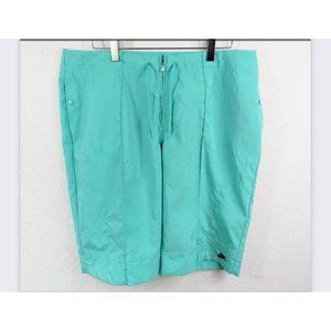 Nike Womens Surf Shorts Green Drawstring Zip Pockets Logo L 12-14